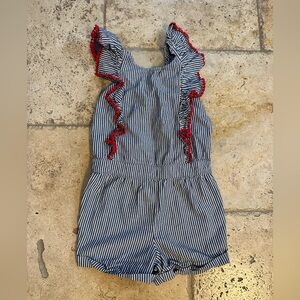 Cat & Jack Blue and Red Striped Kids Romper